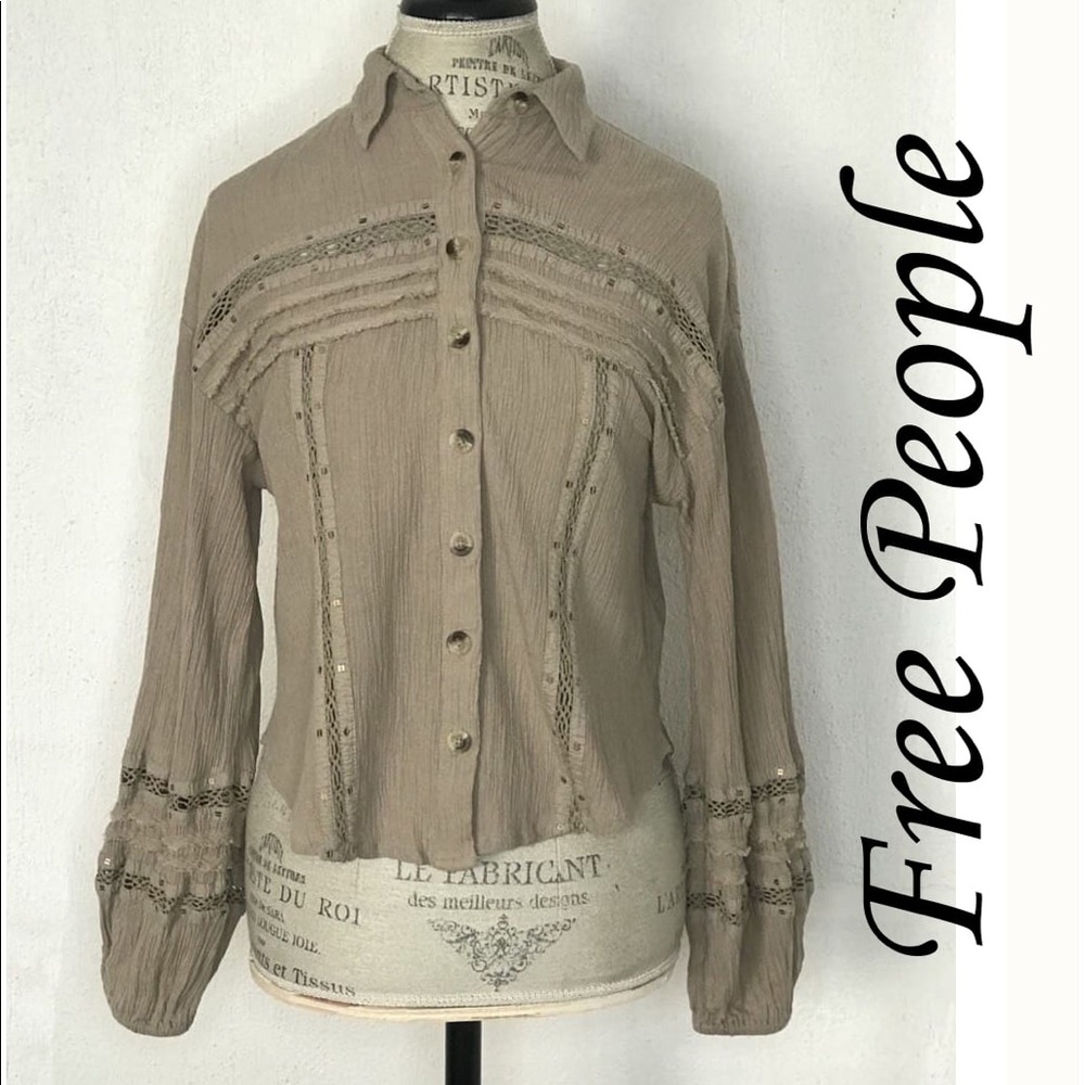 Free People Buttoned Down Cowgirl Blouse Size XS